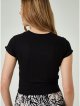 Black Pointelle Jersey T-Shirt