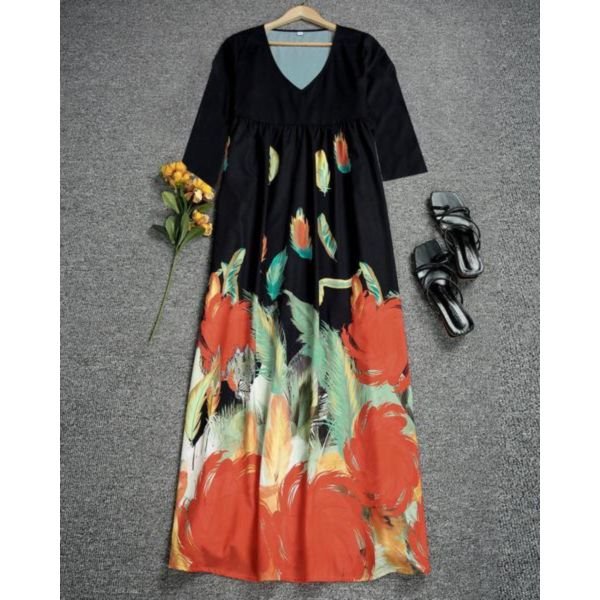 Autumn Flower Smock Dress