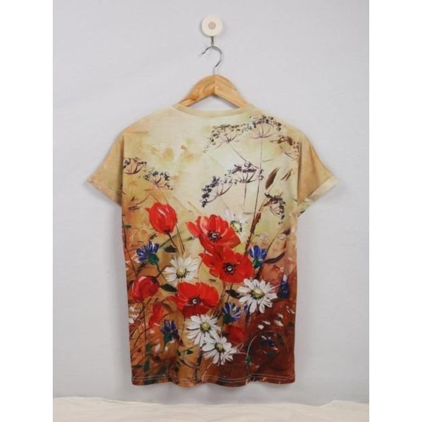 Oil Painting Style Round Neck Casual T-Shirt