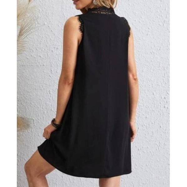 Simple Black V-Neck Sleeveless Mini Dress