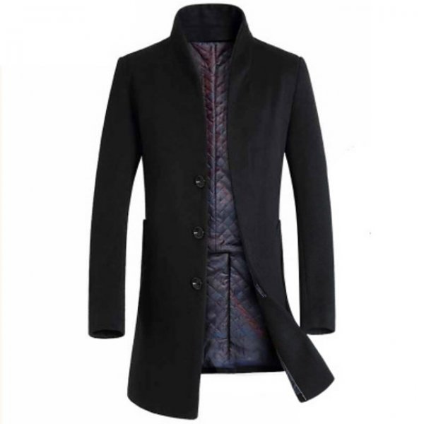 Men's French Woolen Coat Business Down Jacket Trench Topcoat