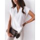 Elegant V-Neck White Plain Blouse