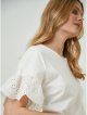 White Embroidered Sleeve Tunic Top