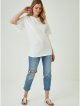 White Embroidered Sleeve Tunic Top