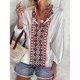 Stylish Print V-Neck Long Sleeve Blouse