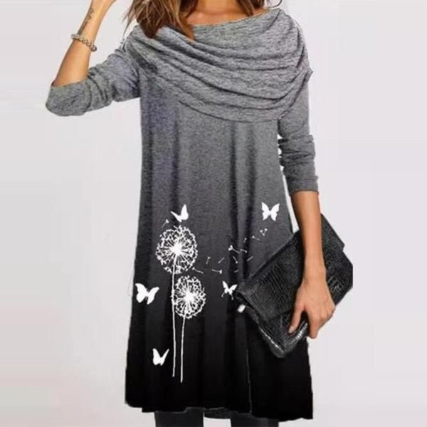 Comfy Surplice Neck Print Mini Dress