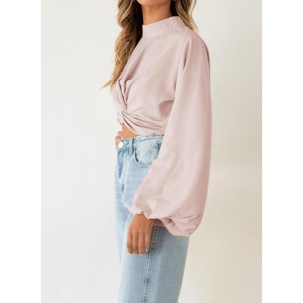 Chic Baby Pink Plain Blouse