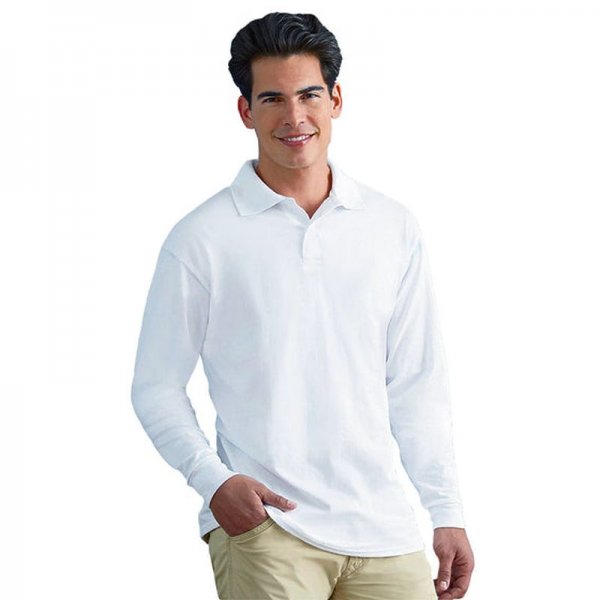 50/50 Long Sleeve Jersey Knit Polo Shirt