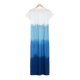 Unique Gradient Print Thigh-High Side Slit Short Sleeve Maxi Dress