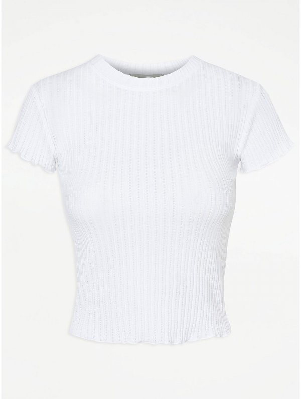 White Pointelle Jersey T-Shirt