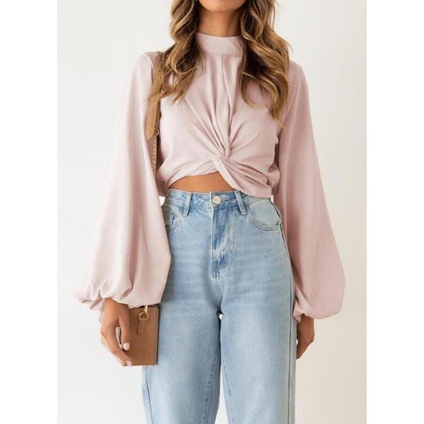 Chic Baby Pink Plain Blouse